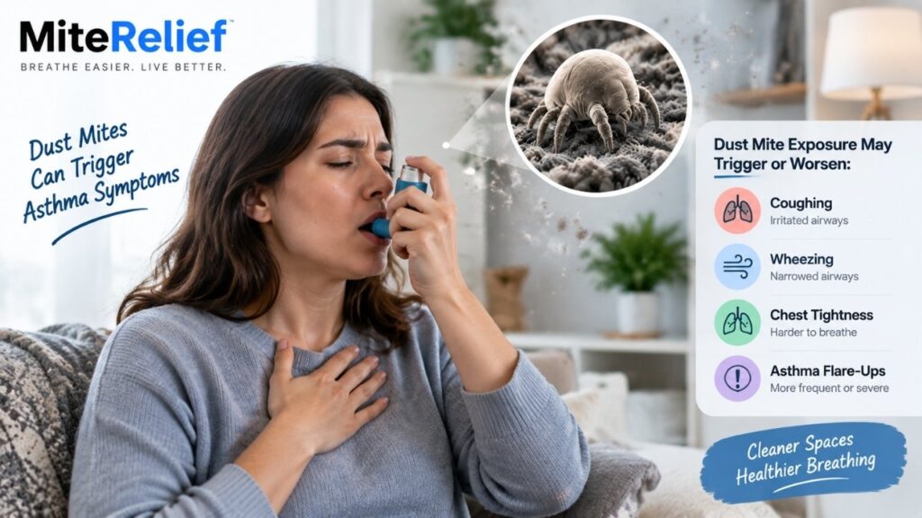 Indoor allergy symptoms related to dust mite exposure and asthma