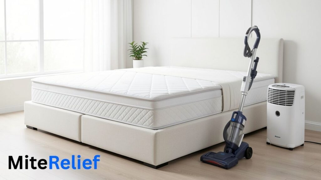 Washing bedding, HEPA vacuuming and humidity control for dust mites