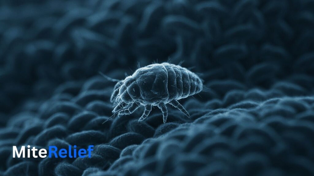 Microscopic illustration of a dust mite with eight legs