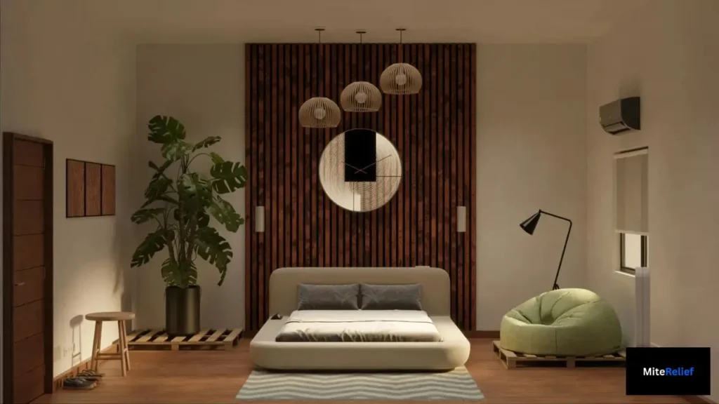 ideal bedroom setup with low humidity and cleaner air for dust mite control