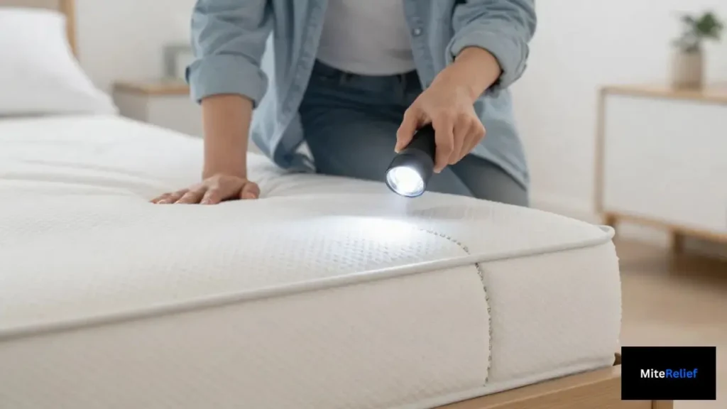 Checking a mattress for signs of dust mites at home