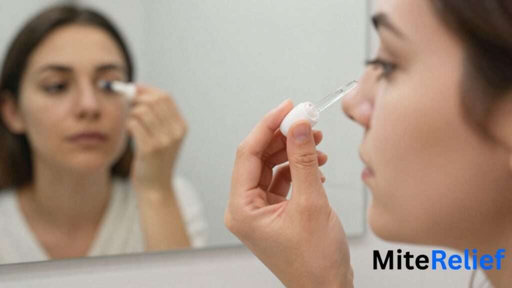 Eye drops for treating itchy and watery eyes caused by dust mite allergy