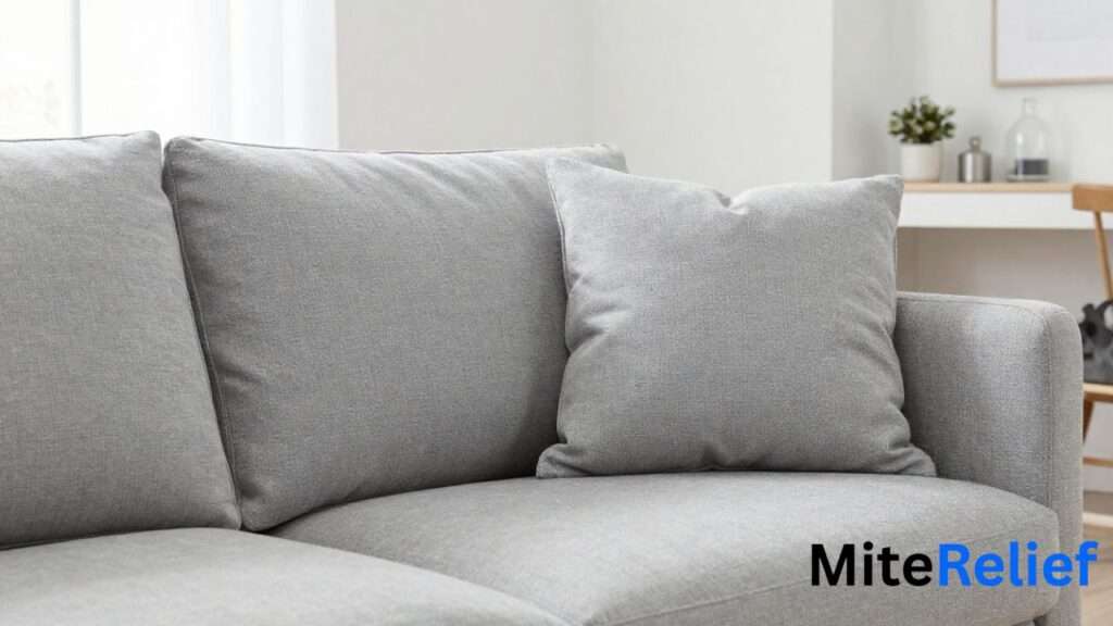 Dust mites in a fabric sofa with upholstered cushions