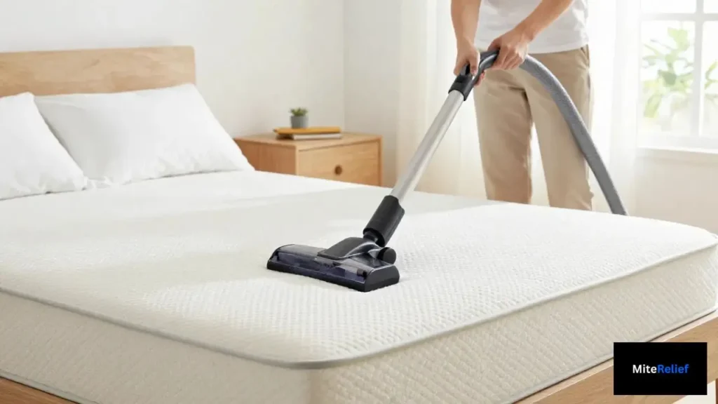 Using a HEPA vacuum after confirming dust mites in the home