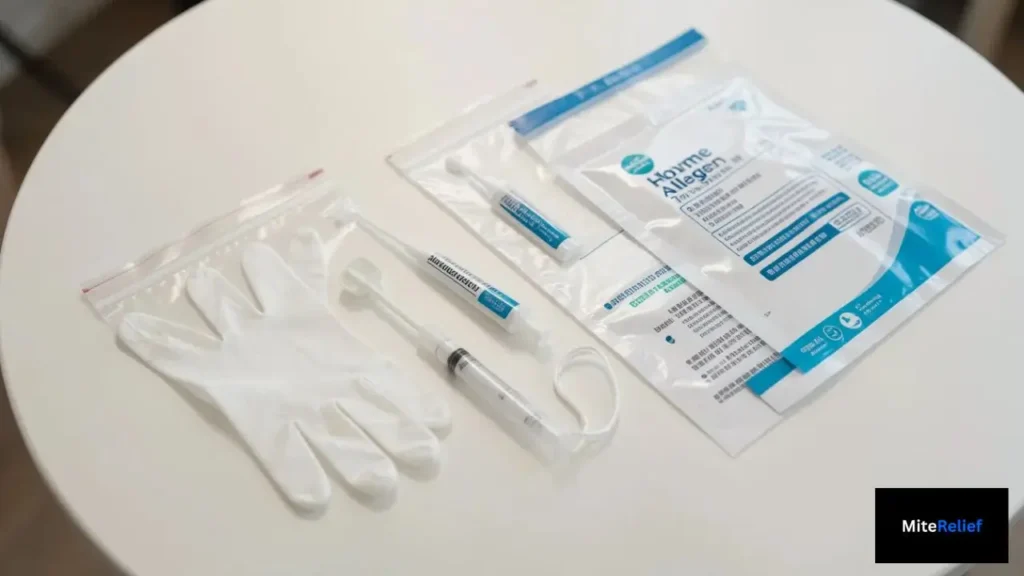 Home dust mite detector kit for testing household allergens