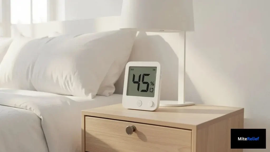 Humidity monitor used to help check for dust mite conditions