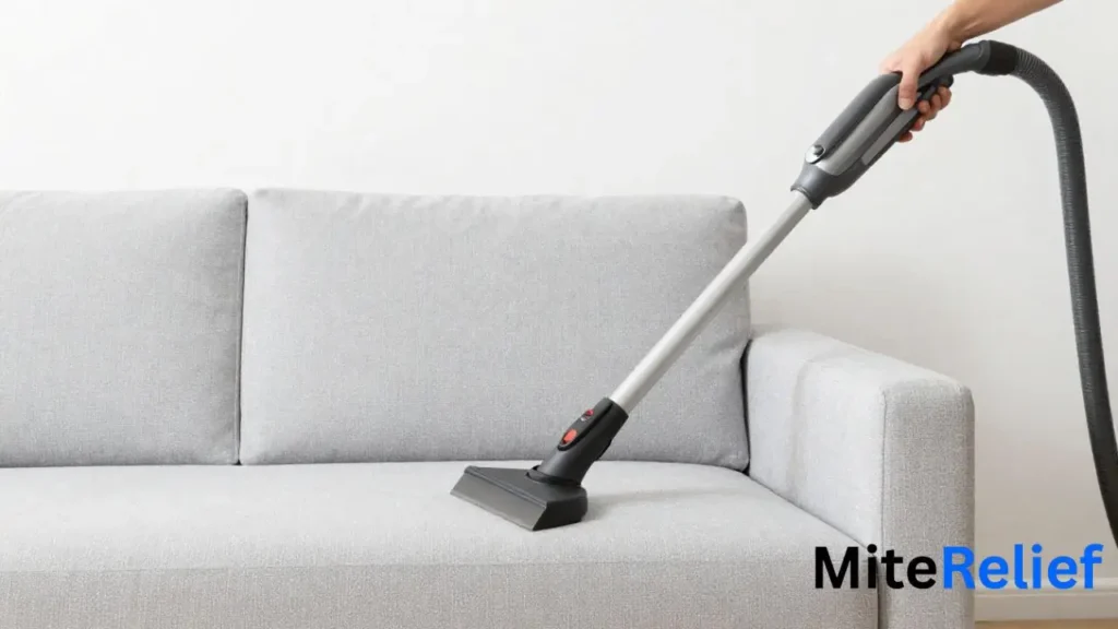 Steam cleaning upholstered furniture for dust mite control