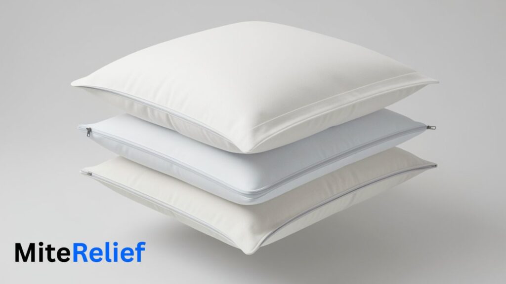 Pillow core, allergen-proof encasement, and washable pillowcase