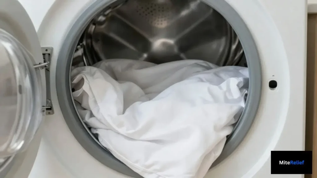 Hot washing bedding helps remove dust mites and allergens