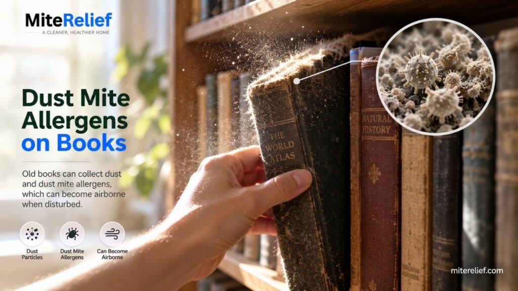 dust allergens released from old books