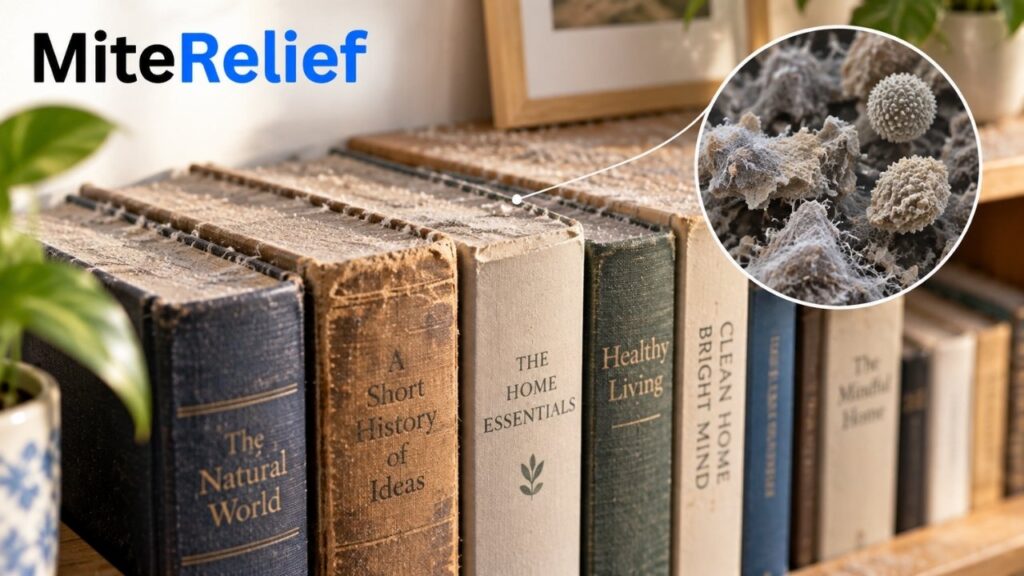 dust mite allergens on books and paper