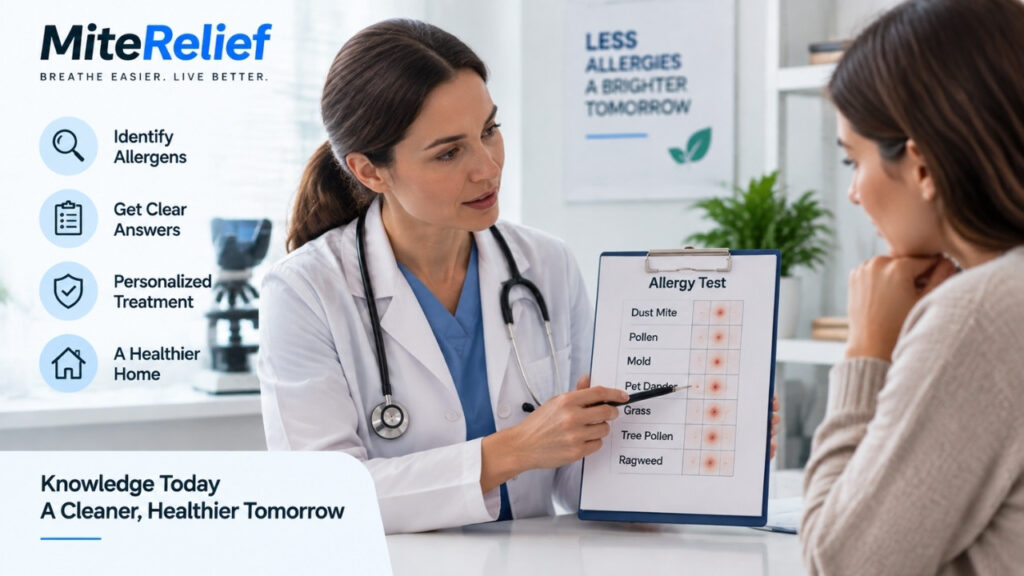 Allergy testing consultation for dust mites, pollen, and other common allergens