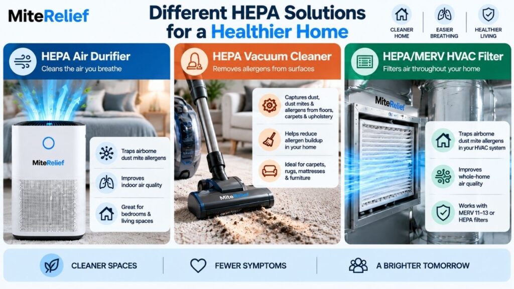 Comparison of HEPA air purifier, HEPA vacuum cleaner, and HVAC filter systems for reducing dust mite allergens
