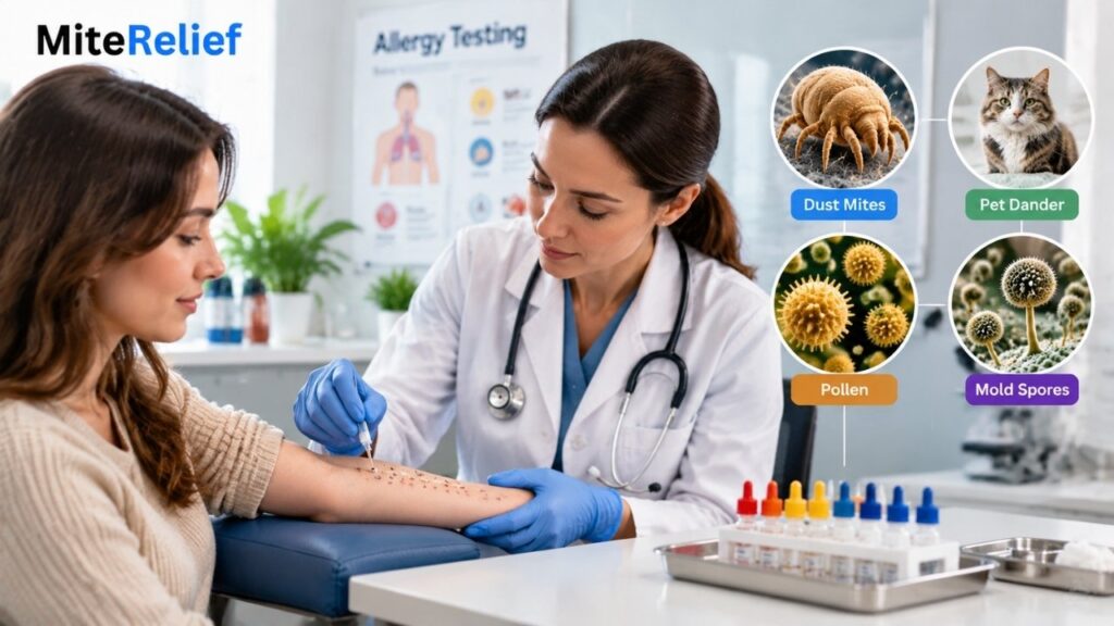 allergy-testing-indoor-allergen-triggers.webp Allergist performing a skin prick test to help identify possible allergy triggers