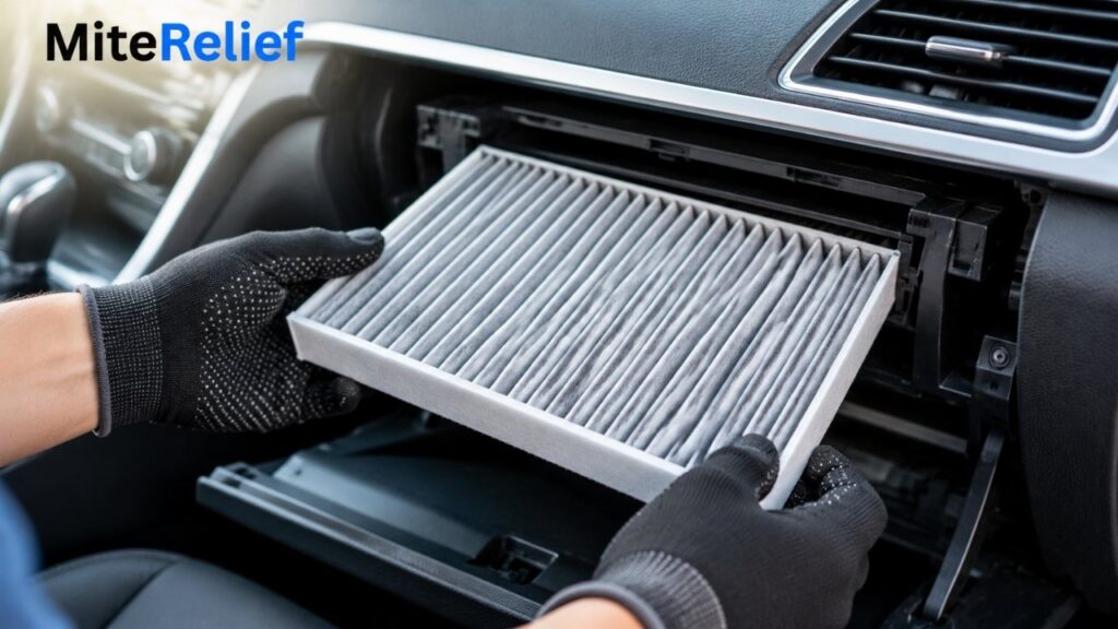 Automotive cabin air filter used to capture airborne particles
