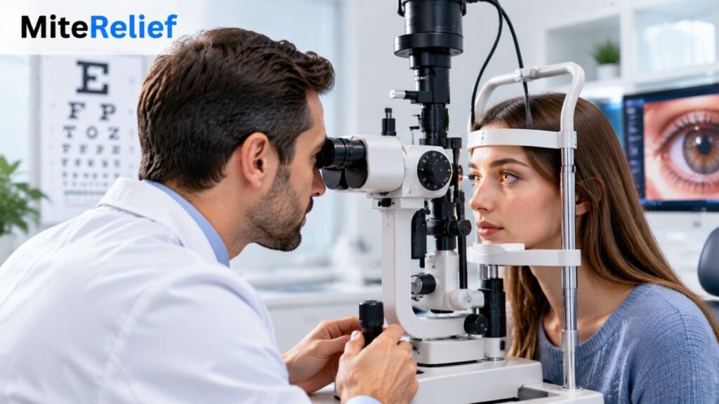eye-doctor-allergy-examination.webp Ophthalmologist examining a patient's eye with a slit-lamp microscope.